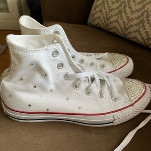 Womens converse high tops with Swarovski crystals